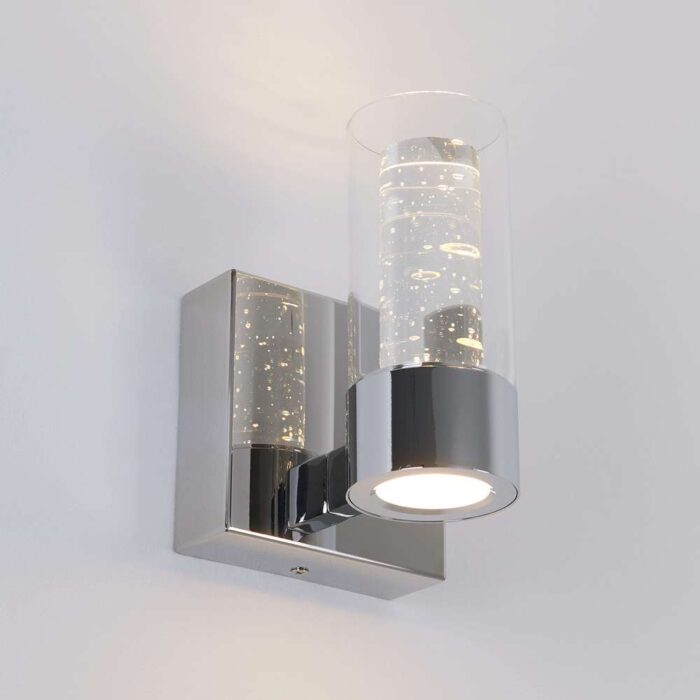Essence 4.3 in. 1-Light Chrome Modern Dimmable Integrated LED Wall Sconce for Bathroom with Bubble Glass